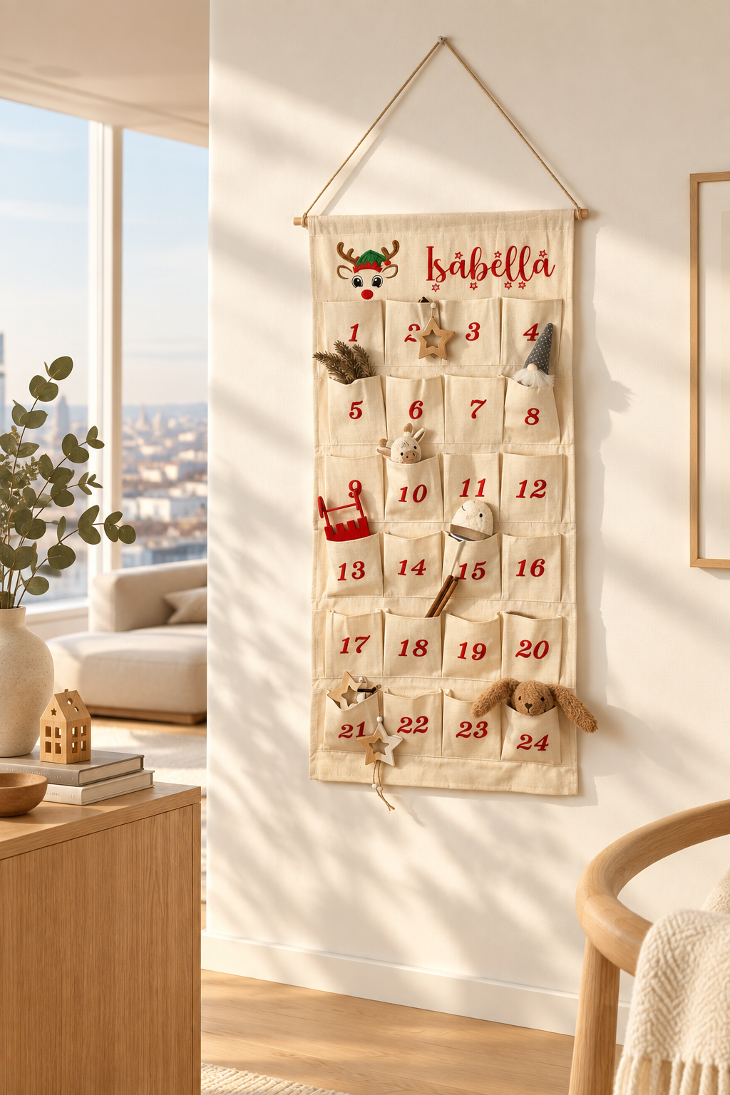 Personalisierter Adventskalender mit Rentier und Namen