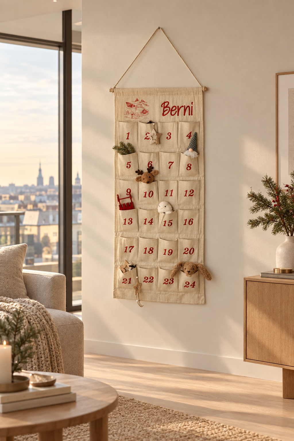 Personalisierter Adventskalender mit Retro-Truck und Namen