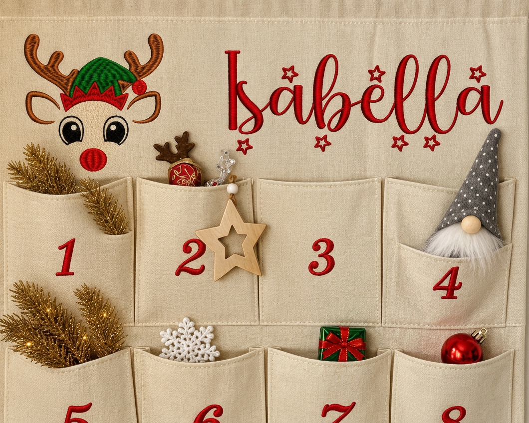 Personalisierter Adventskalender mit Rentier und Namen