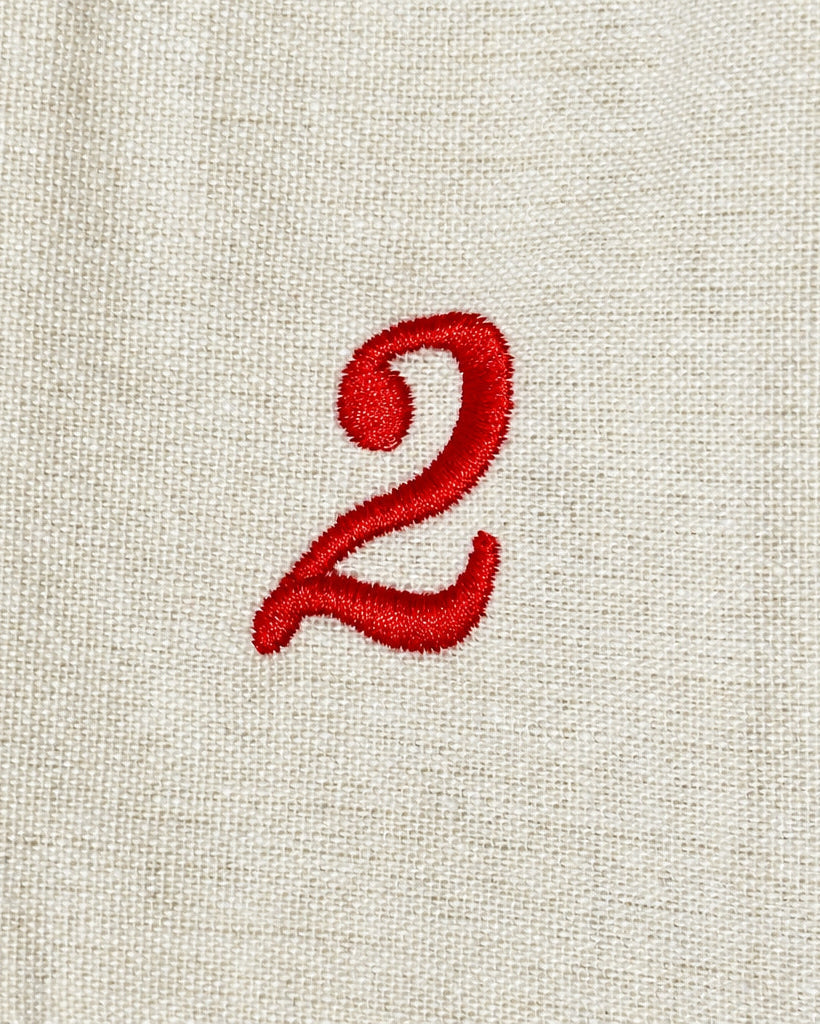 Adventskalender aus Stoff mit Tannenbäumen und Weihnachtsgruß