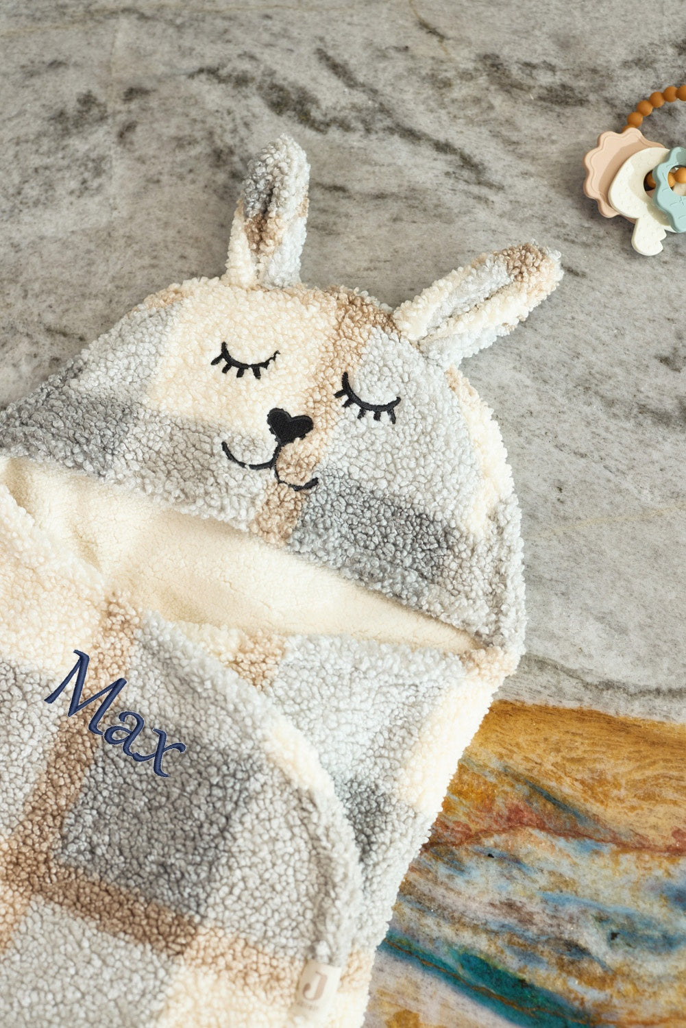Einschlagdecke für Babyschale Hase Karo
