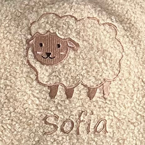 Rucksack Boucle bestickt mit Tiermotiv + Name