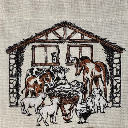 🕯️ Personalisierter Adventskalender Kinder bestickt mit Motiv Krippe und WunschNamen