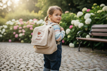 Rucksack Boucle bestickt mit Tiermotiv + Name