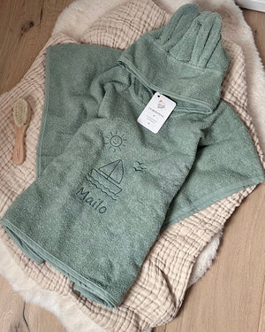 Badeponcho mit Kapuze & Ohren individuell personalisiert mit Motiv & Name