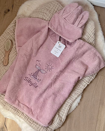 Badeponcho mit Kapuze & Ohren individuell personalisiert mit Motiv & Name