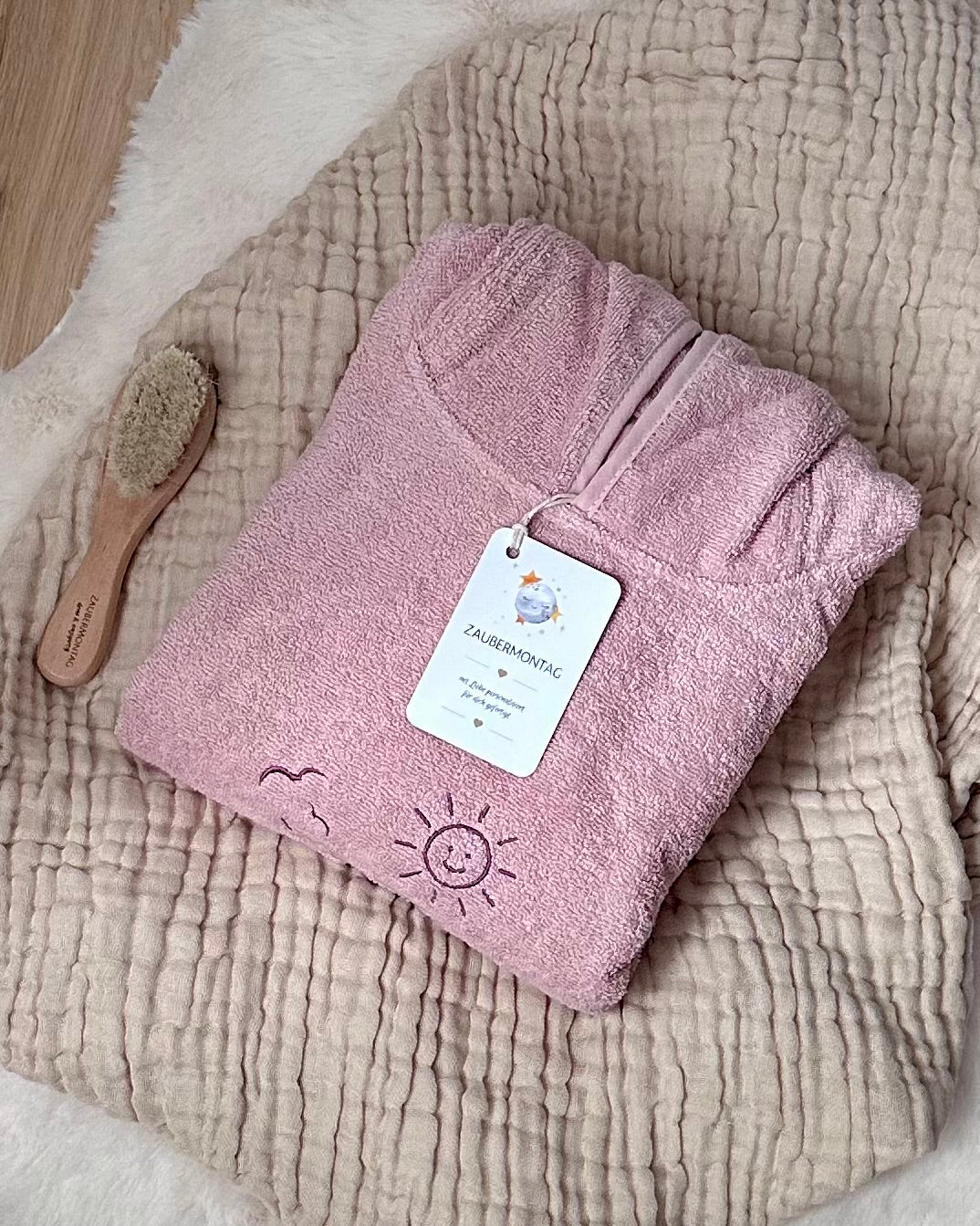 Badeponcho mit Kapuze & Ohren individuell personalisiert mit Motiv & Name