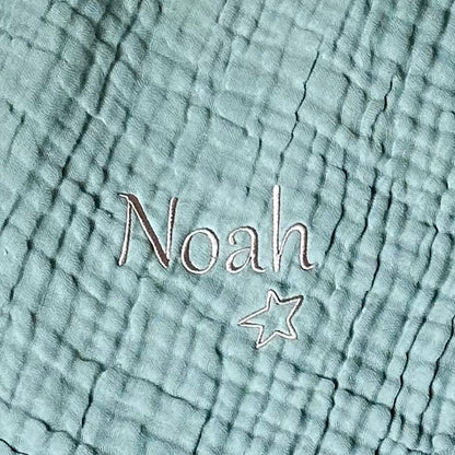 Personalisierte Musselin Babydecke mit Namen