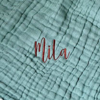 Personalisierte Musselin Babydecke mit Namen