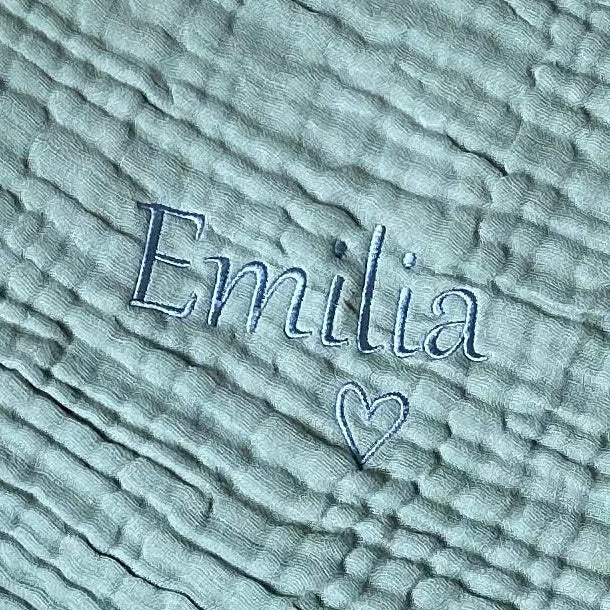 Personalisierte Musselin Babydecke mit Namen