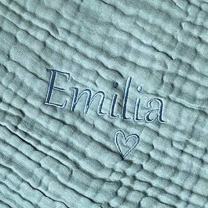 Personalisierte Musselin Babydecke mit Namen