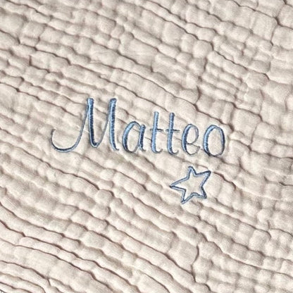 Personalisierte Musselin Babydecke mit Namen
