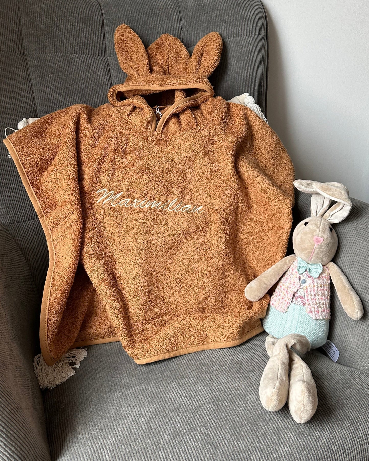 Badeponcho mit Kapuze & Ohren individuell personalisiert mit Name