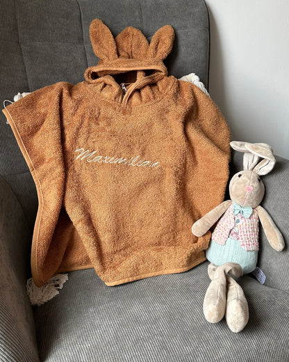 Badeponcho mit Kapuze & Ohren individuell personalisiert mit Name