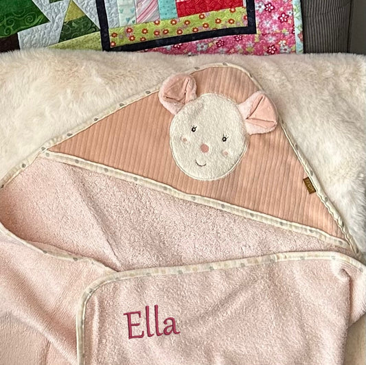Kapuzenbadetuch Maus personalisiert