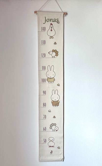 Personalisierte Messlatte Kinder - Hase Miffy | Wachstumsmesser mit Namen
