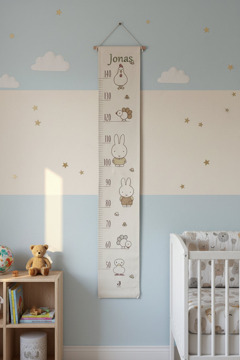 Personalisierte Messlatte Kinder - Hase Miffy | Wachstumsmesser mit Namen