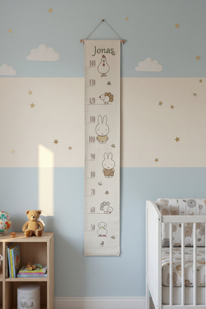Personalisierte Messlatte Kinder - Hase Miffy | Wachstumsmesser mit Namen