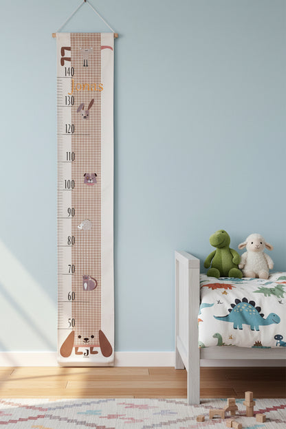 Personalisierte Messlatte Kinder - Hund | Wachstumsmesser mit Namen