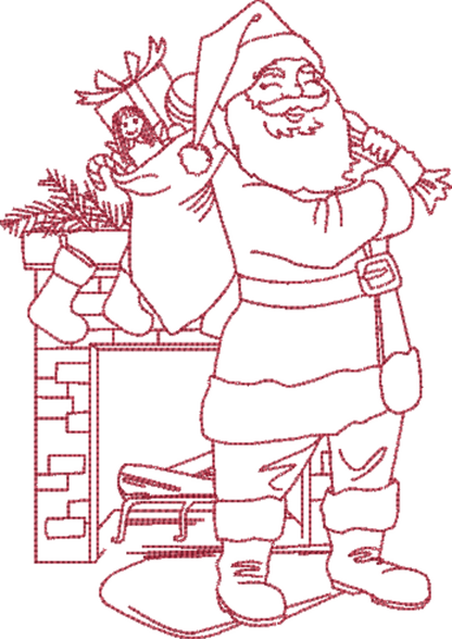 ⭐️ Personalisierter Adventskalender bestickt mit süssen vintage Motiven: Rudolf, Tannenbaum, Weihnachtsmann oder Zuckerhaus