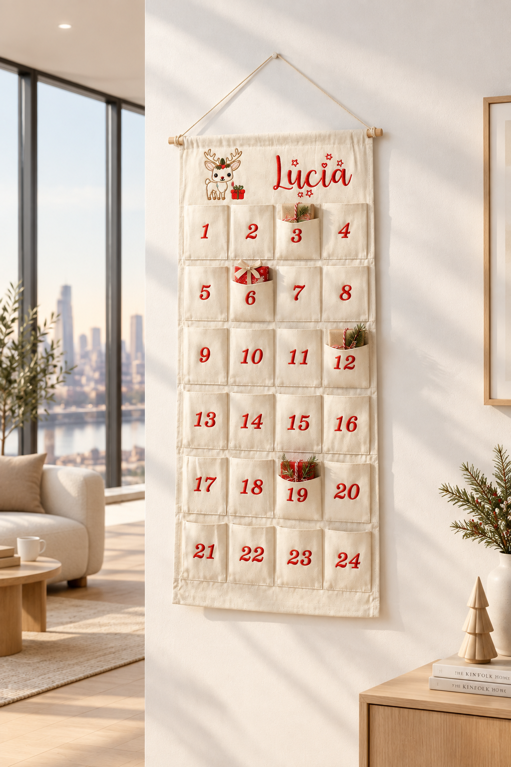 Personalisierter Adventskalender mit Reh und Namen
