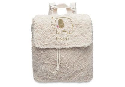 Rucksack Boucle bestickt mit Tiermotiv + Name