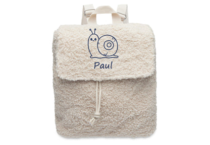 Rucksack Boucle bestickt mit Tiermotiv + Name