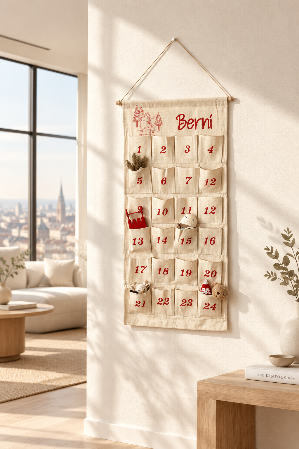 Personalisierter Adventskalender mit Vintage-Motiv und Namen