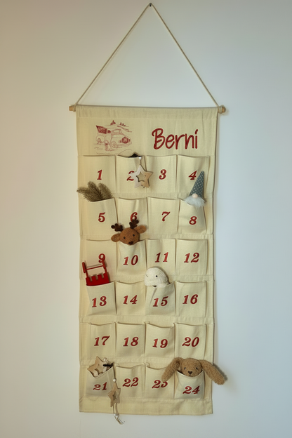 🛻 Personalisierter Adventskalender bestickt mit Motiv Retro Truck + WunschName