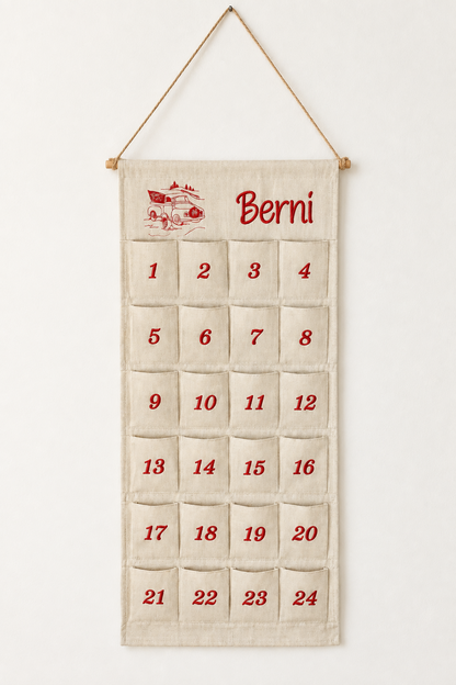 Personalisierter Adventskalender mit Retro-Truck und Namen