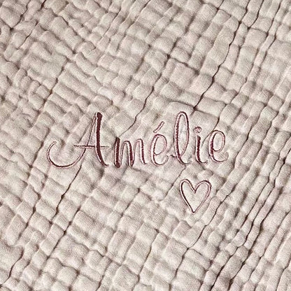 Personalisierte Musselin Babydecke mit Namen